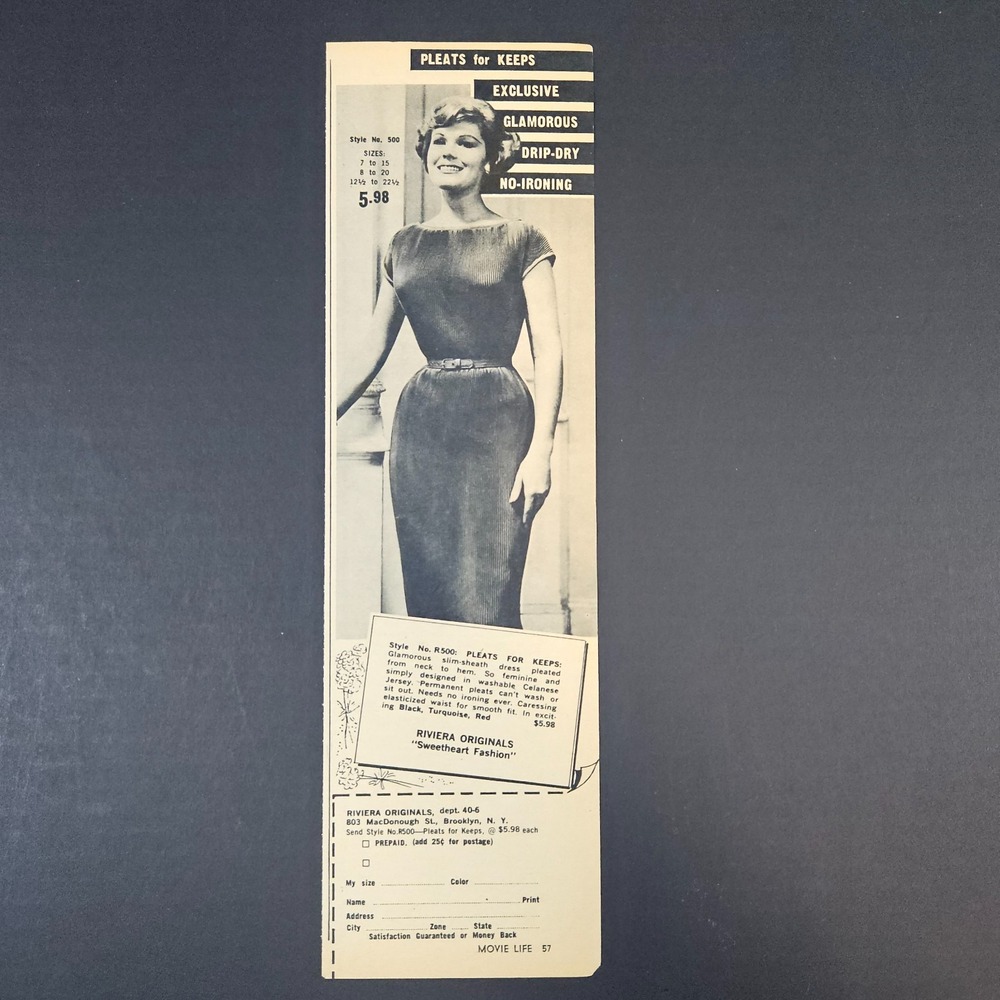 1960 Riviera Originals Women Sweetheart Fashions Vintage Print Ad Brooklyn NY - Picture 3 of 5